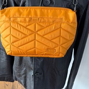 Lug Flare Crossbody In Amber Yellow Quilted with Black Floral Lining NWOT